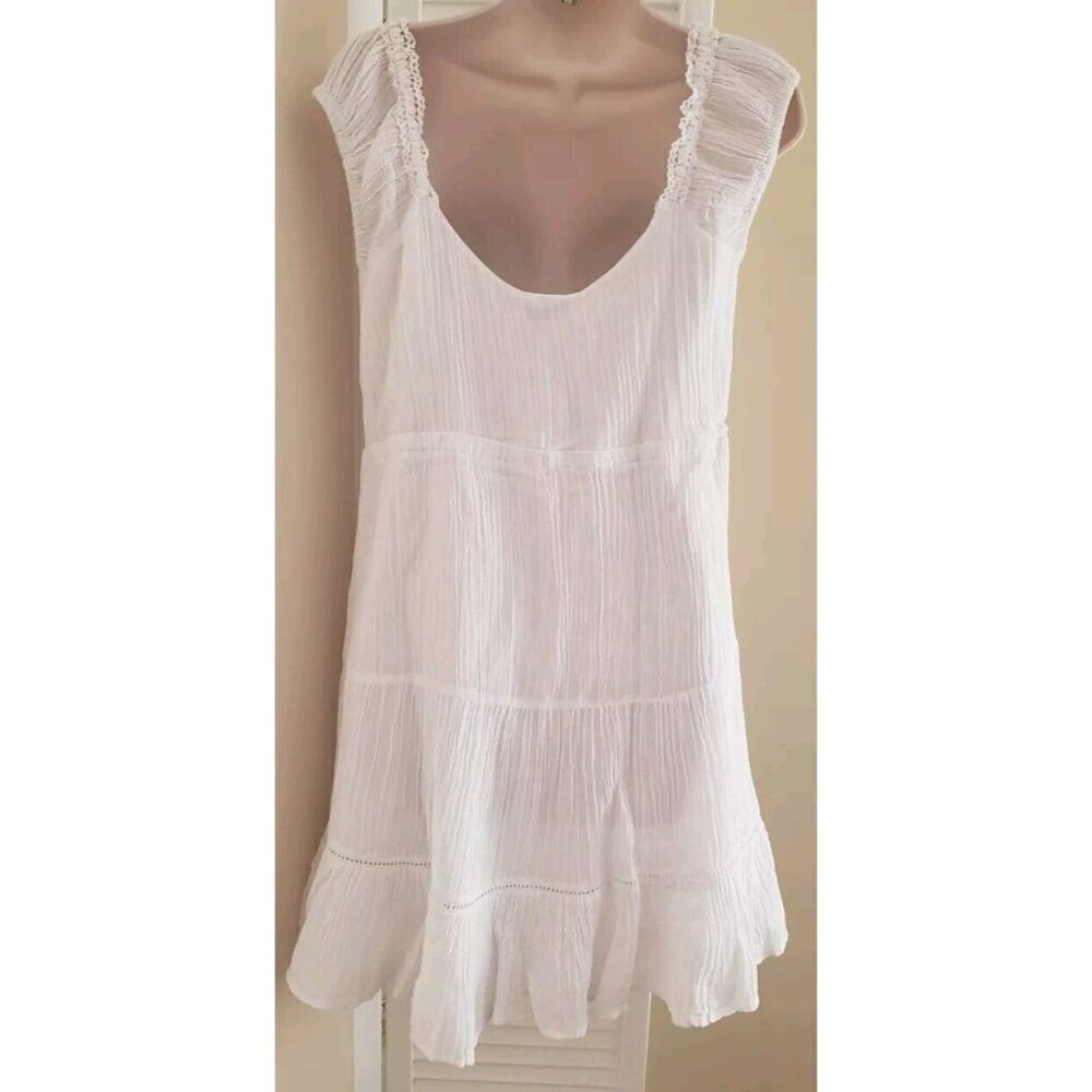 NWT GUESS CIEL WHITE CROCHET-TRIM A-LINE DRESS SZ SMALL - Picture 6 of 9